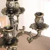 Kaarsenhouders antieke rustieke gouden gietijzeren houder met vijf takken Bases European Home Tabletop Decor Large Standing