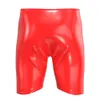Mens Sexy Fetish Boxers Open Crotch Short Pants Glossy PU Leather Underpants Crotchless Men Hot Erotic Underwear Plus Size Catsuit Costumes