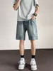 Herren Jeans 2024 Männer Sommer Vintage Baggy Taschen Denim Shorts Herren lässig losen männliche hohe Taille gerade Short Hosen G220