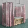 Shower Curtains 1PC 180x180cm Bathroom Polyester Curtain Mold Resistant Waterproof Perforated With Hooks Cute Pink Fresh Beautiful