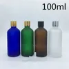 Bouteilles de rangement bouteille de voyage 100 ml vert bleu ambre transparent transparent verre givré 100cc de flacons essentiels avec capuchon