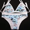 Frauen Badebekleidung Brasilianer Badeanzug Retro -Stil Einfaches Model Sexy Druckbikini Halfter gepolstert für Frauen