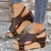 Scarpe eleganti calzature estive piattaforma nere sandali a cuneo per donne in gomma intera peep punta elegante donna sandalie di grandi dimensioni 43