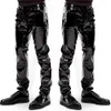 Męskie spodnie męskie faux skórzane spodnie pvc spodnie spodoble długie glosy taniec noszenie punka gotycka czarna szczupła fit nocne spodnie imprezowe męskie motocykl2405