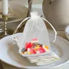 Enveloppe cadeau 50 sacs PCS Mini Christmas Candon Mesh Mesh Tissu Trawstring Fabride Clear for Goding