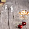 Ensembles de vaisselle 50 / 100pcs salade jetable tasse de bol en plastique transparent contenant de bol avec couvercle pour barre de bar à la maison (trou de dôme)