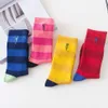 Chaussettes masculines 21FW TIDE Brand chaussettes masculines et femmes à tube moyen broderie Pure Coton Stripe Sports Stockings