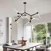 Nordic Herringbone LED Chandelier Lighting Black Golden Metal Ceiling Pendant Hanging Lamp for Living Dining Room Bedroom G9