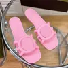 Women designer slippers flat slide sandals pink white black Pale Green orange rubber luxury slides summer beach slipper womens Interlocking Scuffs casual sandal