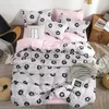 Sängkläder set Set Silk Cotton Printing Simplicity Leopard Animal Fruit Bed Sheet Quilt Cover Pudow Case 4st Home Supplies Dropshippin