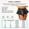 Jupes Femmes Latex brevet en cuir plissé noir mini-jupe short sexy basse taille micro jarreteaux