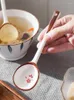 スプーンインス日本語スタイルのスープスプーンハンド耐火セラミック素材に耐性と寒い温度デザートコーン