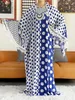 Abbigliamento etnico 2023 Summer Africa Ladys Eid abito Eid grande sciarpa in cotone Wave Point stampato floreale sciolto Boubou Maxi Islam Donne Short Slve Abaya T240510