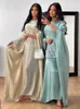 Etnisk kläder Summer Fjäril Batwing Satin Shiny Abaya Dubai Luxury 2024 Islam Muslim Maxi Kaftan Dress Ka Abayas For Women Vestidos T240510