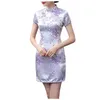 Casual klänningar vintage gamla Shanghai Cheongsam kvinnor elegant mandarin krage kinesisk kort klänning sexig bodycon party qipao vestidos