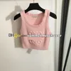 Tops Crop Tops Designer Short Jacquard Logo Knit Vestas Mulheres Tanque Tanque Tampo Manusenivável Pullover de malha respirável Tops esportivos