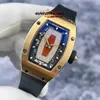 Zegarek damski Designer Watch Luksusowy zegarek Nowy RM07-01 Hollow Diamond Red Lip Lip 18K Rose Gold Material