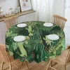 Table Cloth Round Tropical Green Plants Succulent Tablecloth Waterproof Oil-Proof Covers 60 Inches Flowers Pattern