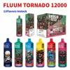 Originele fluum tornado doos 12000 puffs e sigaretten starterskit 12k grote verdampers wegwerp vape mesh spiraal damp 650 mAh oplaadbare batterij 20 ml voorgevulde pods