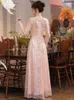 2024 Elegante Señel Mother of the Bride Vestidos Apliques de color rosa azul larga Bling BLING Vestidos nocturnos Forma de tamaño