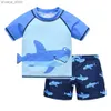 Shorts Honeyzone Baby Boy swimsuit set childrens swimsuit with UV protection shark print childrens swimsuitL2405L2405