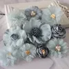 Fleurs décoratives 10pcs set Blue Series mix 10 styles en mousseline de soie en mousseline de mousseline rose fausse robe de mariée chapeaux de cadour décoration bricolage