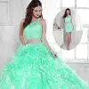 Payer Link 3 pièces en dentelle Quinceanera Robes à menthe Perles Crystal Organza Prom Ball Robes Sweet 16 Robes Robe formelle pendant 15 ans Custom 241Z