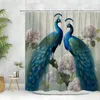 Rideaux de douche à rideau de paon animal tropical fleur de la forêt botanique de la ferme botanique peinture à l'huile en polyester tissu de salle de bain décoration