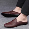 Chaussures décontractées Man Marque Summer Fashion Social Half Shoe Male Male Breatte confortable Backless Loafer Slippers Talon plat