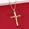 Men Cross Necklace Pendant Women Jesus Crucifix Gold Color Jesus of Nazareth King of the Jews