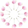 Dekorativa blommor 12st Artificial Rose Flower Pins Groom Suit Lapel Pin Buttons Men's Corsages For Wedding Party Anniversary