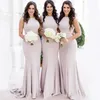 Africain Simple Blush Pink Sirène longue Bridesmaid Robes Biel Neck Designer Custom Made Marity Marid Gown Gowns Maid of Honor Dr 253o