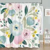 Rideaux de douche rideau de fleur botanique aquarelle de la ferme moderne feuille moderne papillon rustique élégant tissu de salle de bain en tissu en tissu