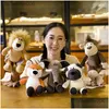 Animaux en peluche en peluche P 25cm Lifenke Lion Tiger Elephant Monkey Leopard Girafe Raccoon Doll Simation Forest Toys for Kids Drop Deliv Otqlv