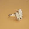 Ringos de cluster Miqiao Big Butterfly Ring Natural Branco Black Mãe de jóias de pérolas femininas com pedras Ajustável prata 925 esterlina