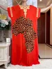 Vêtements ethniques 2023 DUBAI MUSLUME robe écharpe turban pour les femmes lâches maxi robe femme musulmane african sequunise léopard imprimé Abaya T240510