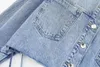 Vestes féminines 2024 Blue Denim Jacket Femmes Bomber recadrée pour bouton à manches longues Femme Streetwear Jeans