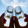 Wine Glasses Luxury Crystal Glass Cup Double Bottom 15ml Gold Foil Tea High-end Gifts Hard Liquor Vodka