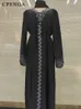 Etniska kläder Deluxe Dubai Diamond Muslim Women Modest Dress Elegant Arab Women Pannband Abaya 2024 Islamiska Long Slave Trkiye -kläder T240510