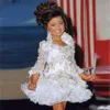 Glitz Pageant Dreess for Girls Little Girl Gowns 3 4 슬리브 구슬 크리스탈 라인톤 주름 컵 케이크 대회 드레스 290n