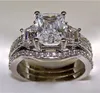 Vintage 10k White Gold 3CT Lab Lab Diamond Ring Ensembles 925 Sterling Silver Bijou Engagement Bands de mariage Rings For Women Men Jewelry2415500