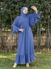 Vêtements ethniques Nouveaux mode musulmane Hijab Dubaï Abaya Long Robe Femmes avec ceinture Couleur solide Patchwork Robe islamique Abaya Robe africaine T240510