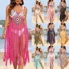 Kadınlar için Plaj Kıyafetleri Banyo Çıkışları Pareo Kapak Mayo Outlet Beach Giyim 2024 Uzun püskül konumlandırmadan saf el kancası