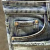 men denim jeans straight worn hole Europe and America classic old pants pantalones hombre y2k streetwear cargo 240430