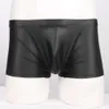 Mens Erotic Leather Lingerie Short Pants For Sex Soft Latex Fetish Boxer Shaping Underpants Bulge Pouch Sexy Bottom Underwear Catsuit Costumes