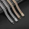 Collier hip hop de haute qualité 10 mm Clamhell Double Row Zircon Cuban Chain Brace Bracelet pour hommes Bijoux