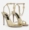 Elegante Marke Kalbskin Sandalen Schuhe charmantische Kette Gold Black Patent Leder High Heels Party Kleid Hochzeit Gladiator Sandalias EU35-43