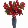 Flores decorativas 10 piezas de bougainvilea artificial tallo de flores 3 horquilla de seda rama de árbol de flor de seda para la decoración floral de la boda