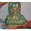 Decoratieve beeldjes 9 "Tibet Natural Old Old Green Jade Gilt Sakyamuni Shakyamuni Boeddha -standbeeld