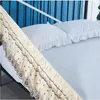 Jupe de lit Vendant des doubles couches délicates de luxe stéréoscopique brodées de bois à volants en dentelle avec une forte ceinture élastique